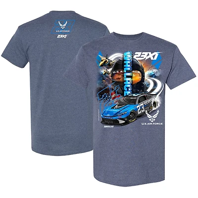 Men's 23XI Racing  Heather Navy Bubba Wallace U.S. Air Force Car T-Shirt
