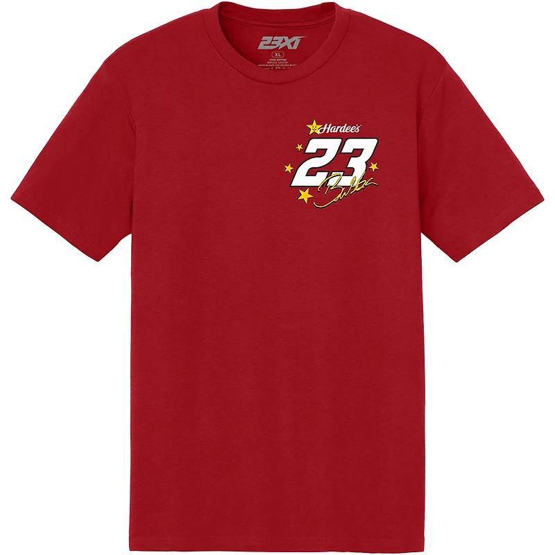 T-shirt Hardee's rouge Bubba Wallace n° 23 de l'écurie 23XI Racing pour homme