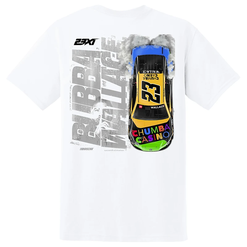 Men's 23XI Racing White Bubba Wallace Chumba Casino Car T-Shirt