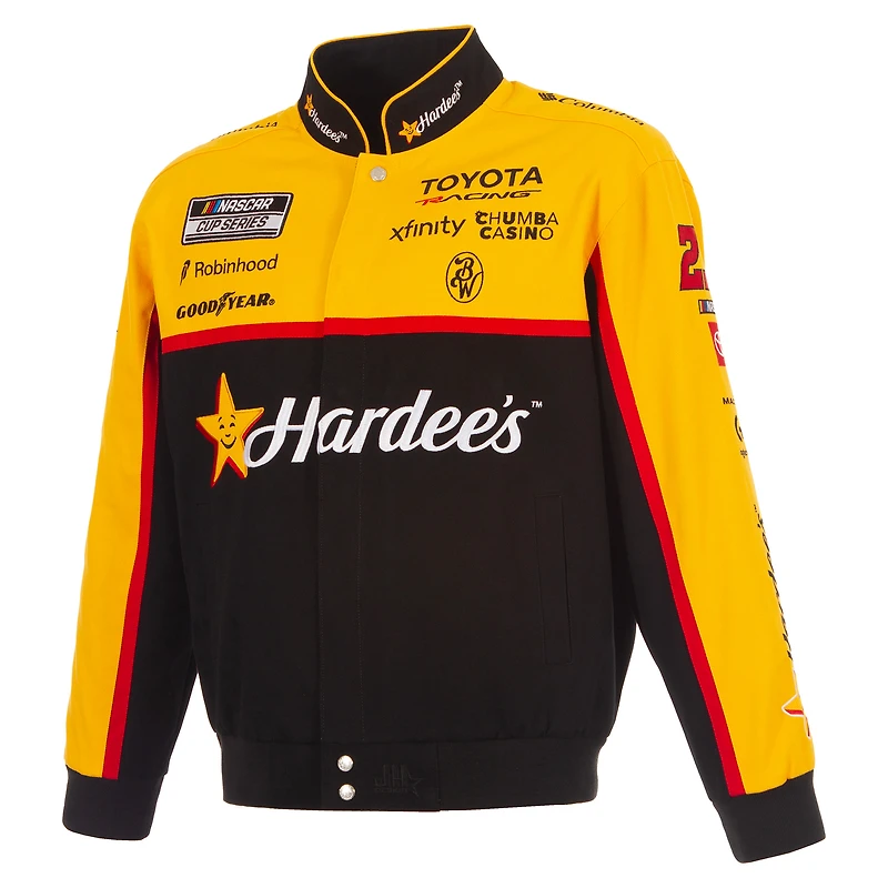 Men's JH Design Black Bubba Wallace 2026 Hardee's Full-Snap Twill Racing Jacket