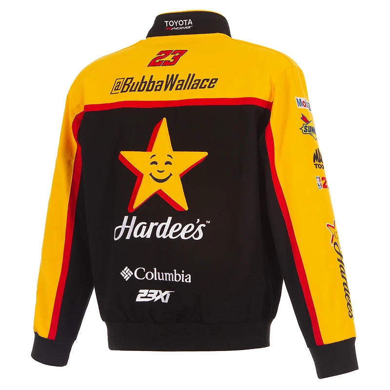 Men's JH Design Black Bubba Wallace 2026 Hardee's Full-Snap Twill Racing Jacket