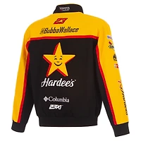 Men's JH Design Black Bubba Wallace 2026 Hardee's Full-Snap Twill Racing Jacket
