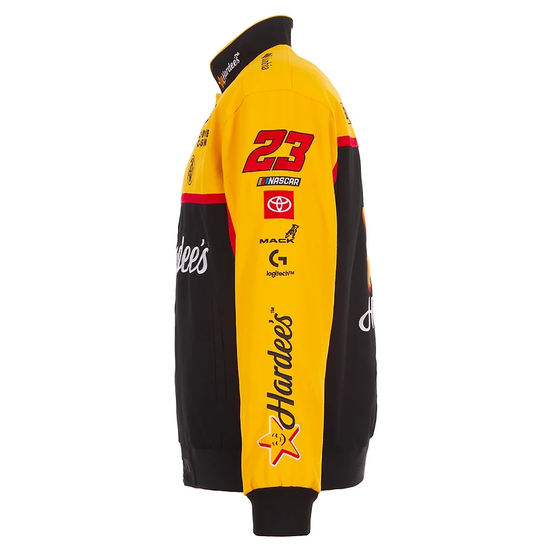 Men's JH Design Black Bubba Wallace 2026 Hardee's Full-Snap Twill Racing Jacket