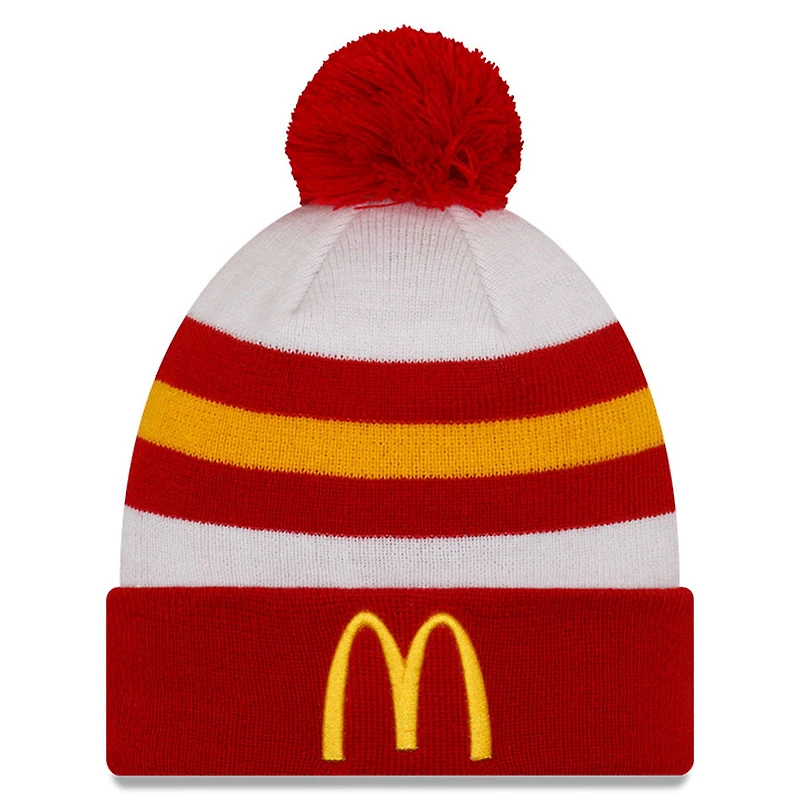 Bonnet à revers en tricot Bubba Wallace McDonald's New Era rouge/blanc pour homme