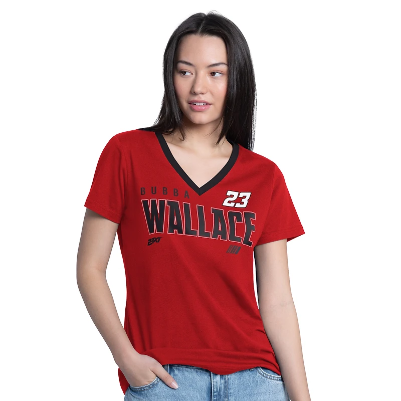 Women's G-III 4Her by Carl Banks  Red Bubba Wallace Best Team V-Neck T-Shirt