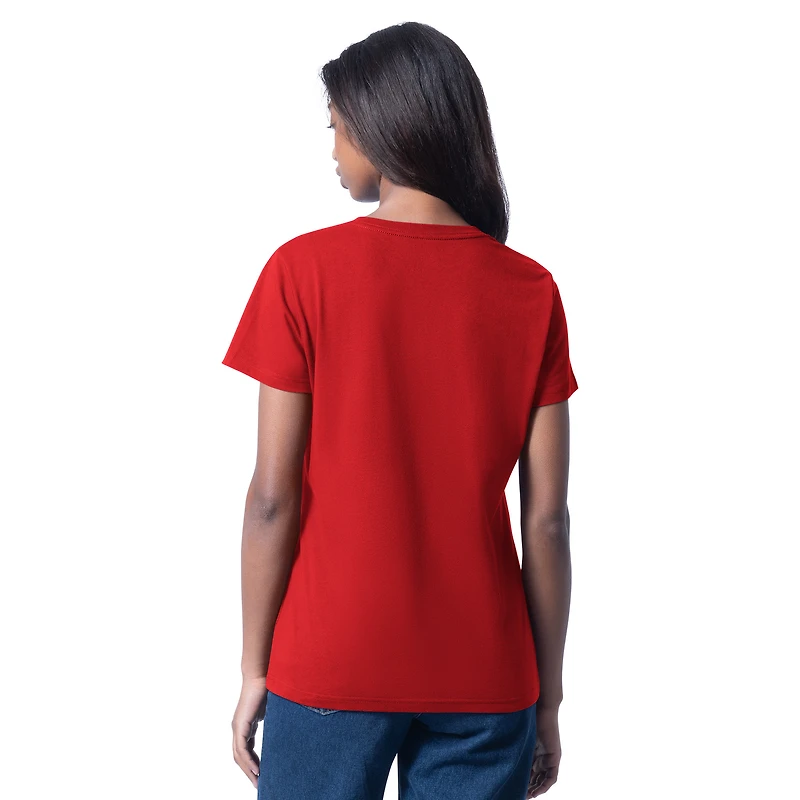 T-shirt col V rouge Bubba Wallace Cheer Dance pour femme G-III 4Her par Carl Banks