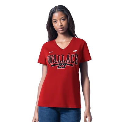T-shirt col V rouge Bubba Wallace Cheer Dance pour femme G-III 4Her par Carl Banks