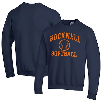Men's Champion  Navy Bucknell Bison Icon Softball Powerblend Pullover Sweatshirt