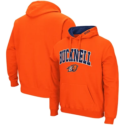 Men's Colosseum Orange Bucknell Bison Arch & Logo 3.0 Pullover Hoodie