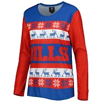 Women's FOCO Royal Buffalo Bills Wordmark Ugly Pajama Set