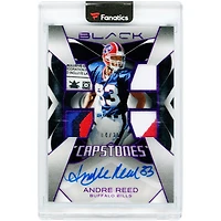 Andre Reed Buffalo Bills Autographed 2025 Panini Black Capstones Quad Relic #CAP-ARD #4/25 Card
