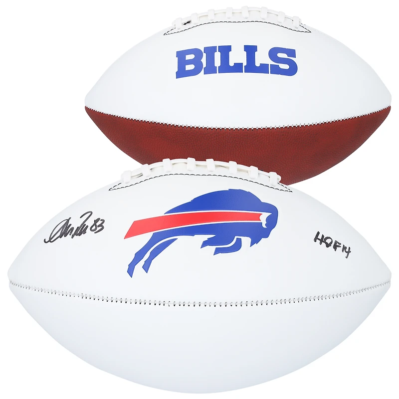 Ballon de football Franklin White Panel autographié par Andre Reed, Buffalo Bills, avec inscription « HOF 14 »
