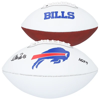Ballon de football Franklin White Panel autographié par Andre Reed, Buffalo Bills, avec inscription « HOF 14 »