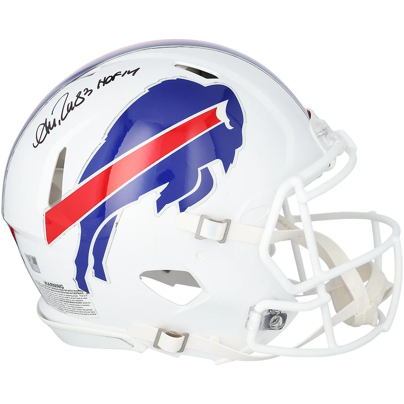 Casque Riddell Speed Authentic autographié par Andre Reed des Buffalo Bills avec inscription « HOF 14 »