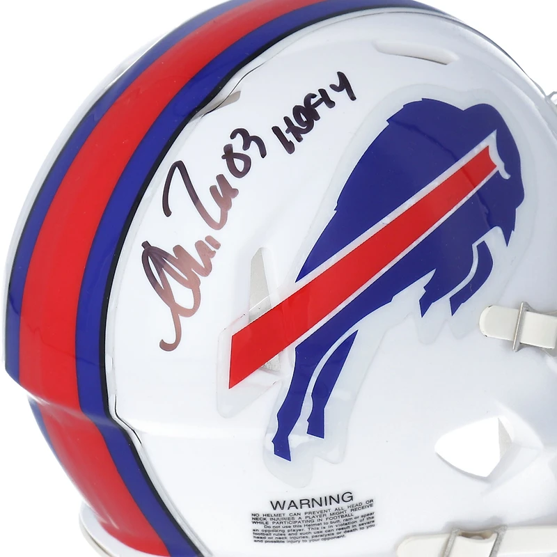 Casque Riddell Speed ​​Mini autographié par Andre Reed Buffalo Bills avec inscription « HOF 14 »