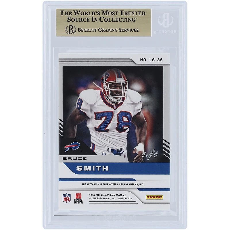 Bruce Smith Buffalo Bills Autographed 2018 Panini Obsidian White Finite #LS-36 #1/1 BGS Authenticated 9.5 Card 