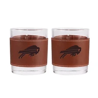 Buffalo Bills 2-Pack 12oz Rocks Glass with Leather Wrap