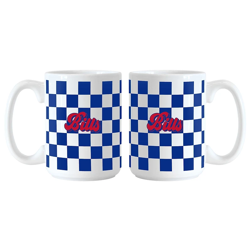 Lot de 2 tasses à motif de damier Buffalo Bills de 15 oz
