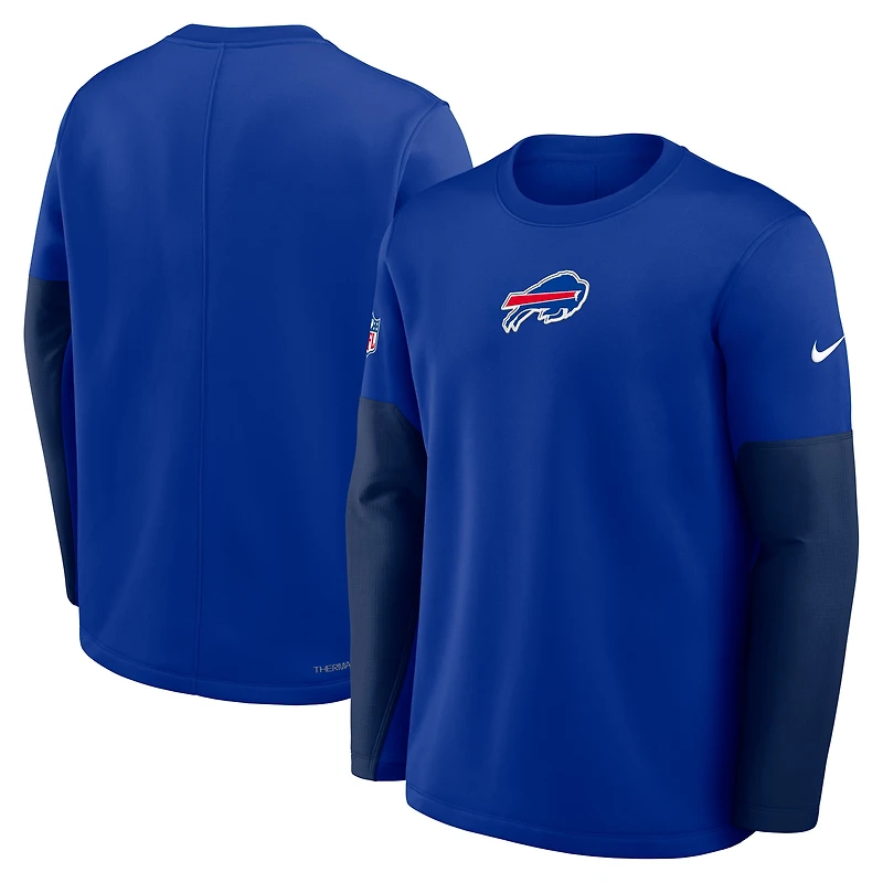 T-shirt Nike Therma-FIT à manches longues pour coach des Buffalo Bills - Bleu roi