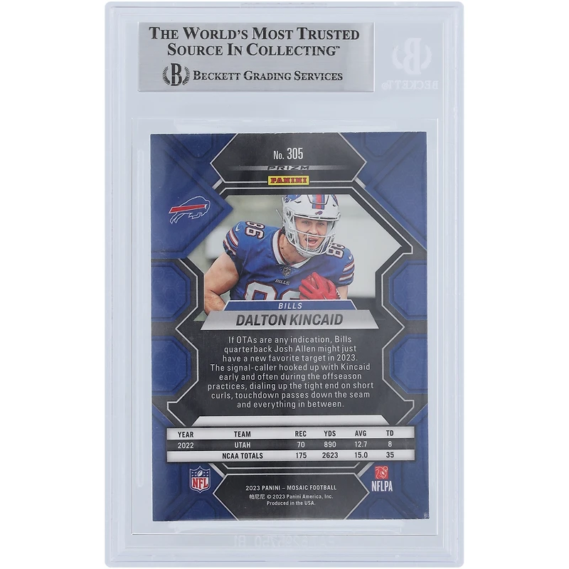 Dalton Kincaid Buffalo Bills Autographed 2023 Panini Mosaic #305 Beckett Fanatics Witnessed Authenticated Rookie Card