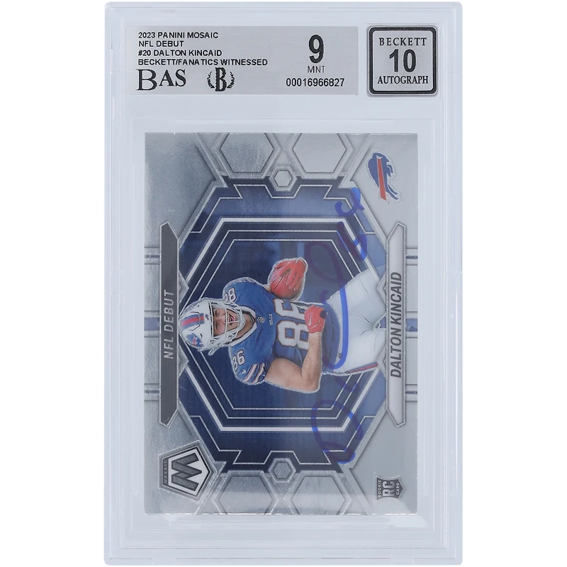 Dalton Kincaid Buffalo Bills Autographed 2023 Panini Mosaic #ND-20 Beckett Fanatics Witnessed Authenticated 9/10 Rookie Card
