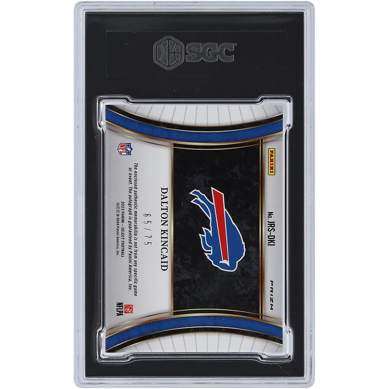 Dalton Kincaid Buffalo Bills Autographed 2023 Panini Select White Prizm Jumbo Rookie Signature Swatch Relic #JRS-DKI #65/75 SGC Authenticated 8.5 Rookie Card