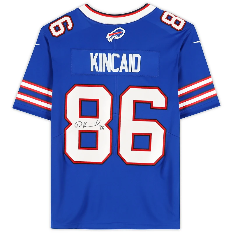 Maillot Nike bleu dédicacé par Dalton Kincaid des Buffalo Bills