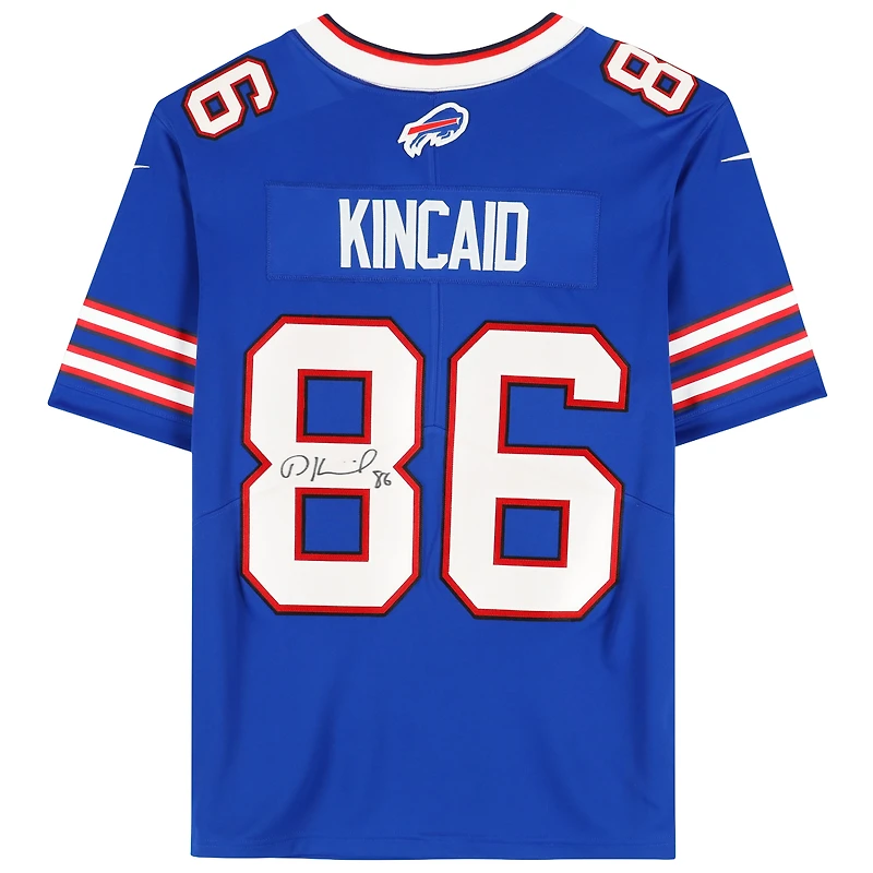 Maillot Nike bleu dédicacé par Dalton Kincaid des Buffalo Bills