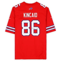 Maillot Nike rouge dédicacé par Dalton Kincaid des Buffalo Bills