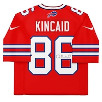 Maillot Nike rouge dédicacé par Dalton Kincaid des Buffalo Bills
