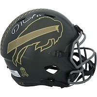 Casque réplique Riddell Speed ​​2025 Salute To Service autographié par Dalton Kincaid des Buffalo Bills