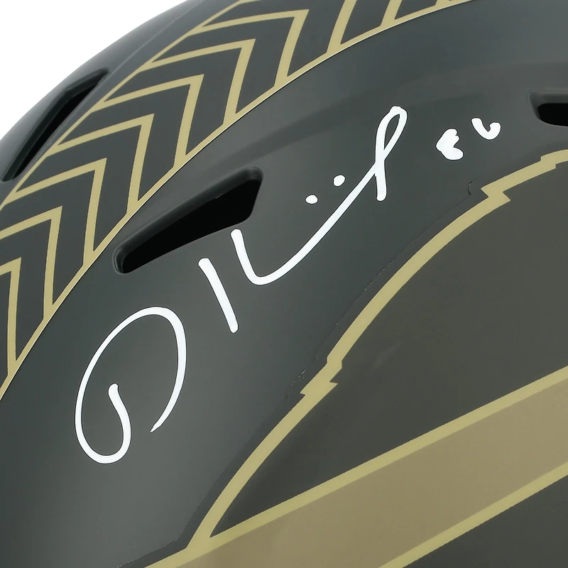 Casque réplique Riddell Speed 2025 Salute To Service autographié par Dalton Kincaid des Buffalo Bills