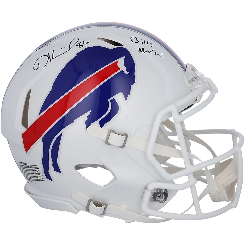 Casque Riddell Speed authentique autographié par Dalton Kincaid Buffalo Bills avec inscription « Bills Mafia ! »