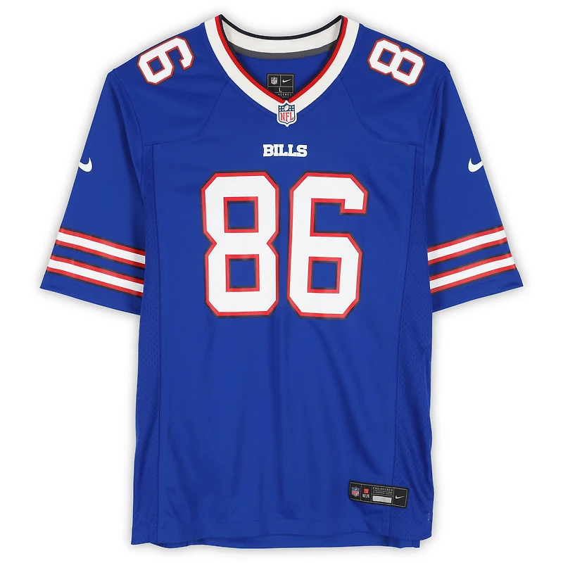 Maillot de jeu Nike Royal dédicacé par Dalton Kincaid des Buffalo Bills
