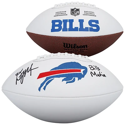 Ballon de football américain Wilson White Panel autographié par D.J. Moore (Buffalo Bills) avec inscription « Bills Mafia »