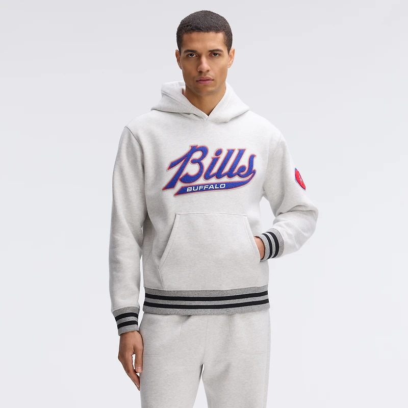 Sweat à capuche emblématique des Buffalo Bills, gris chiné, de Fanatics, avec bords en polaire.