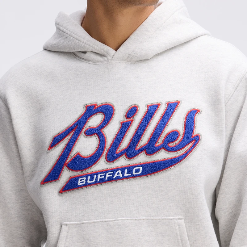 Sweat à capuche emblématique des Buffalo Bills, gris chiné, de Fanatics, avec bords en polaire.