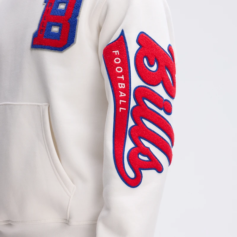 Fanatics Oatmeal Buffalo Bills IconicFleece Letterman Hoodie