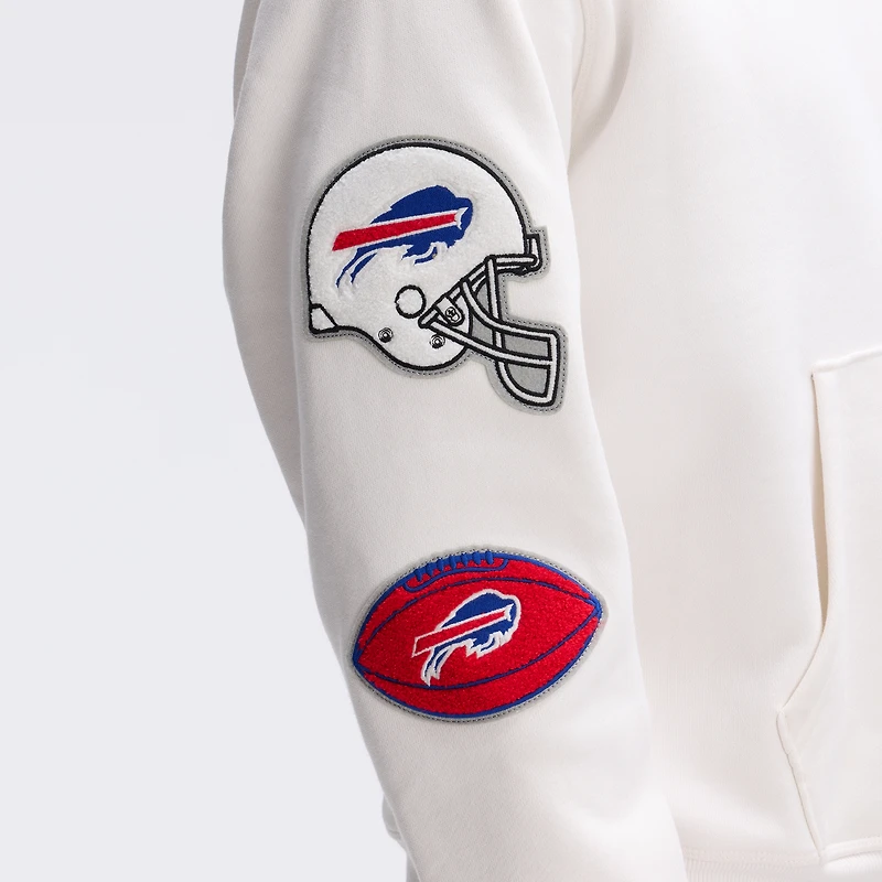 Fanatics Oatmeal Buffalo Bills IconicFleece Letterman Hoodie