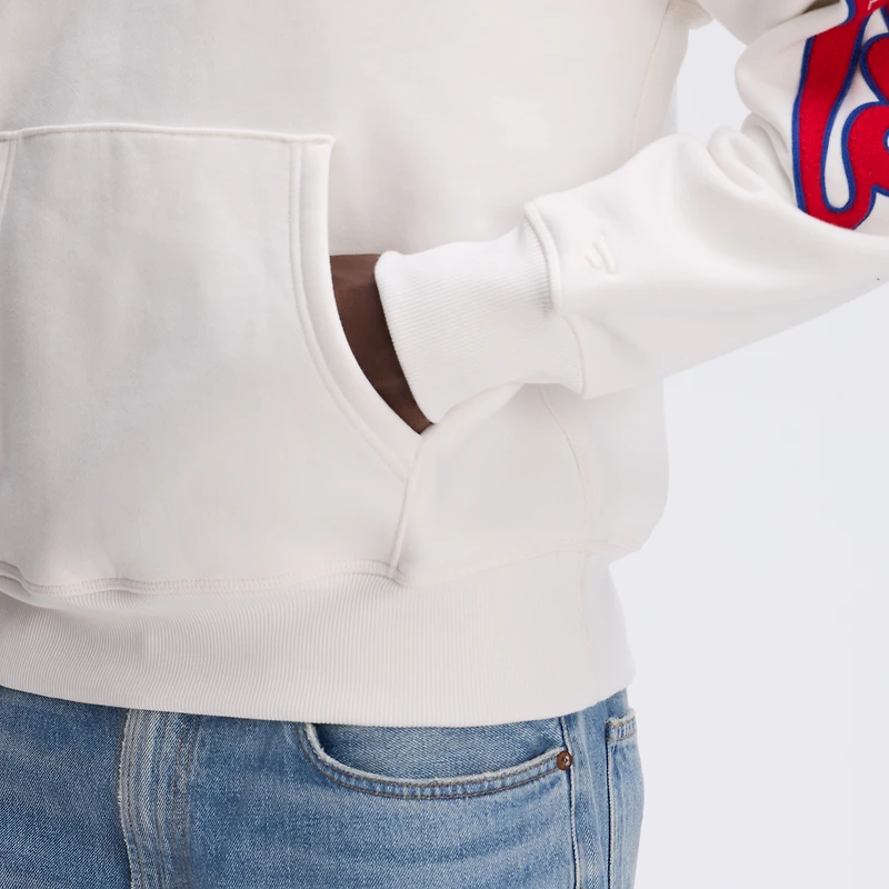 Fanatics Oatmeal Buffalo Bills IconicFleece Letterman Hoodie