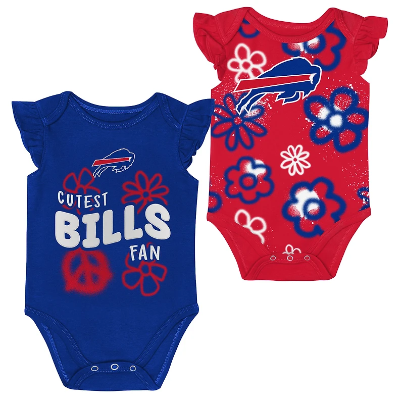 Girl's Outerstuff Royal/Red Buffalo Bills Sunshine Two-Piece Bodysuit Set