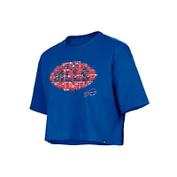 Girl's New Era Royal Buffalo Bills Flip Sequin Boxy T-Shirt