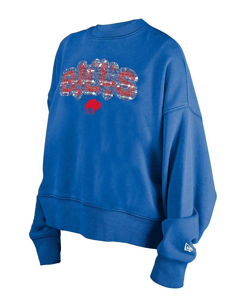 Sweat-shirt à paillettes Flip New Era Royal Buffalo Bills pour fille