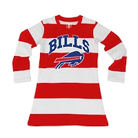 Girls Toddler Wes & Willy  Red/White Buffalo Bills Long Sleeve Rugby Tri-Blend Dress
