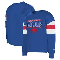 Sweat-shirt à paillettes blocs de couleurs rétro New Era Royal Buffalo Bills pour filles