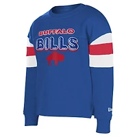 Sweat-shirt à paillettes blocs de couleurs rétro New Era Royal Buffalo Bills pour filles