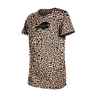 T-shirt New Era beige Buffalo Bills pour filles et jeunes, motif léopard, modèle « Maman moi ».