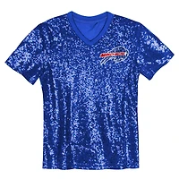 Girls Youth Royal Buffalo Bills Wordmark Sequin V-Neck Top