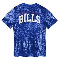 Girls Youth Royal Buffalo Bills Wordmark Sequin V-Neck Top