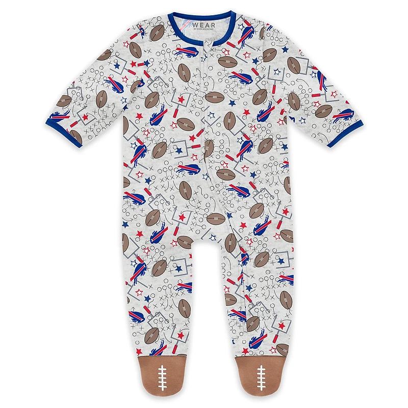 Infant & Newborn WEAR by Erin Andrews Buffalo Bills Sleep and Play Full-Zip Sleeper Bib Set